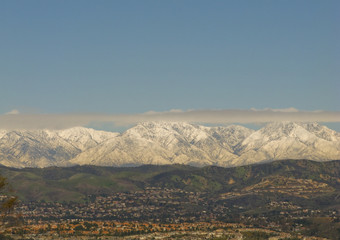 San Bernardino Mountains in Winter with Snow and Clouds
