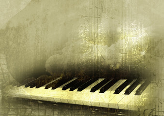 piano in grunge background