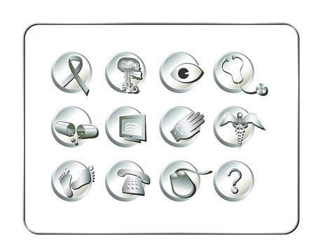 Medical & Pharmacy Icon Set. Digital illustration.