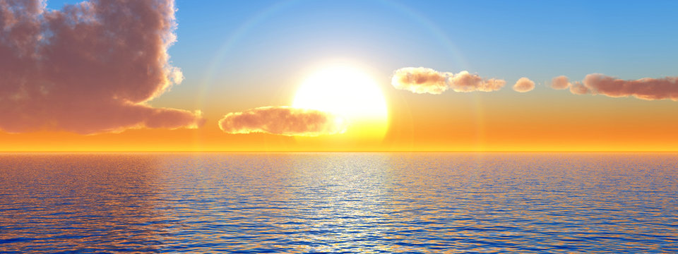 Beautiful sea and sky at sunset - digital artwork