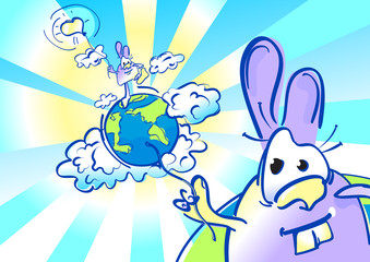 Solar love of rabbit (image can be used for printing or web)