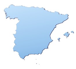 Spain map filled with light blue gradient