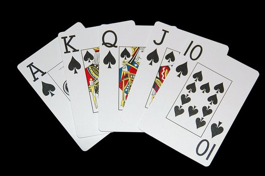 Royal Flush with large print playing cards
