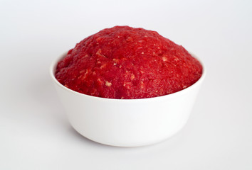 force-meat in the plate