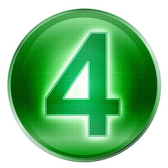 Fototapeta premium number Four icon green, isolated on white background.