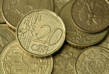 Naklejka premium Golden coins texture