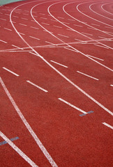Fototapeta premium Athletic stadium with running tracks