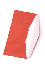 Red and white envelope on a white background