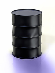Metal barrel filled with crude oil
