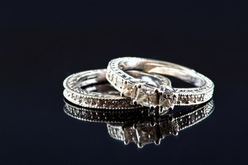 Diamond Wedding Band and Engagement Ring
