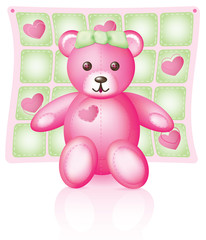Illustration of a pink teddy bear.