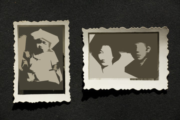 Photo Album with old stained photos