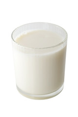 Glass of milk on a white background