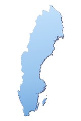 Sweden map filled with light blue gradient