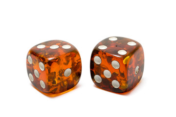 Two semitransparent dice isolated with shadows