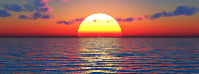 Prachtige zee en lucht bij zonsondergang - digitaal artwork