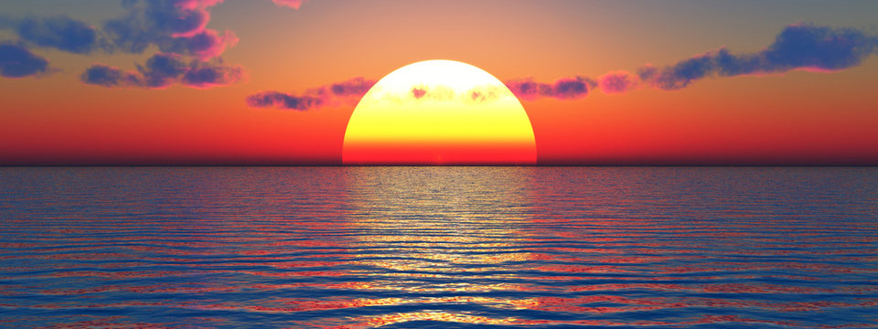 Beautiful sea and sky at sunset - digital artwork
