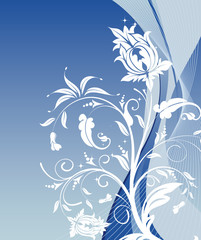 Fototapeta na wymiar Flower background with waves, vector illustration