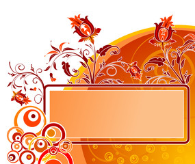 Flower background with frame, element for design, vector