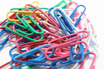Heap of colored little paper-clips