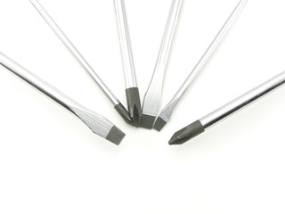 Set of screw-drivers on a white background