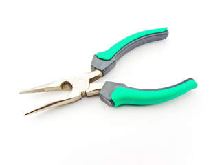 Nippers with plastic handles on a white background