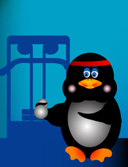 Penguin lifting weights