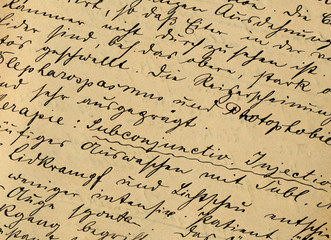 Auszug aus alter Krankenakte, 19.Jahrhundert