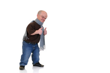 Fototapeta Little man, dwarf in leisure clothing, studio shot,  obraz