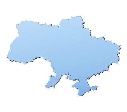 Ukraine map filled with light blue gradient