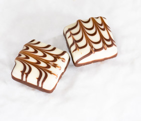 Delicious chocolate on white background