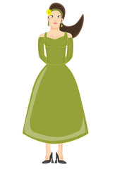 Female in green dress