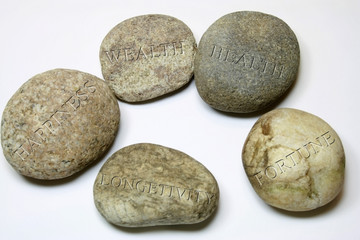 Five elements of life engrave in Zen stone