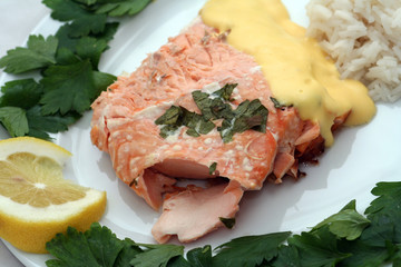 Seelachsfilet mit Reis