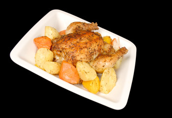 Oven Roasted Cornish Hen with Root Vegetables