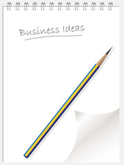 business idea list note pad or note book with page curl