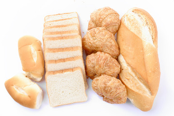 Fresh Bread from bakery on white background .