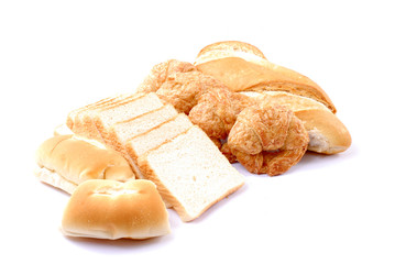 Fresh Bread from bakery on white background .