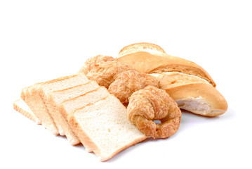Fresh Bread from bakery on white background .