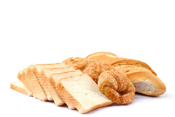 Fresh Breads from bakery on white background .