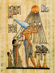 Schilderijen op glas Egyptische papyrus, Ra offerande © Jose Ignacio Soto