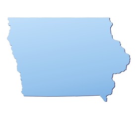 Iowa(USA) map filled with light blue gradient