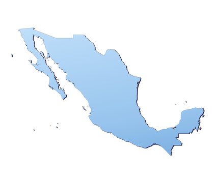 Mexico map filled with light blue gradient