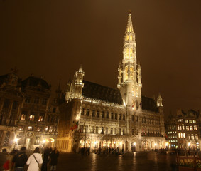 Fototapeta na wymiar scnenes Brukseli Belgii nocnych świateł Grand Place
