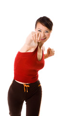 woman puching with a big smile © eyedear