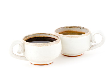 two cups of coffee isolated on white