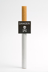 Imitation danger signboard, on smoking concept