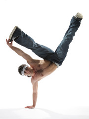 cool looking breakdancer posing on a isolated background