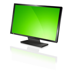 wide computer flat screen, green