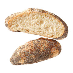 homemade fresh bread with poppy seed, isolated